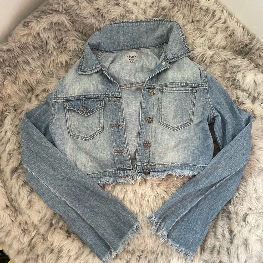 Cropped Denim Jacket with Flared Sleeves
